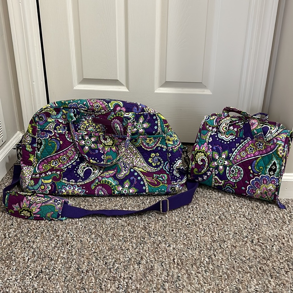 Vera Bradley Heather Weekender Bag + Toiletry Bag Bundle